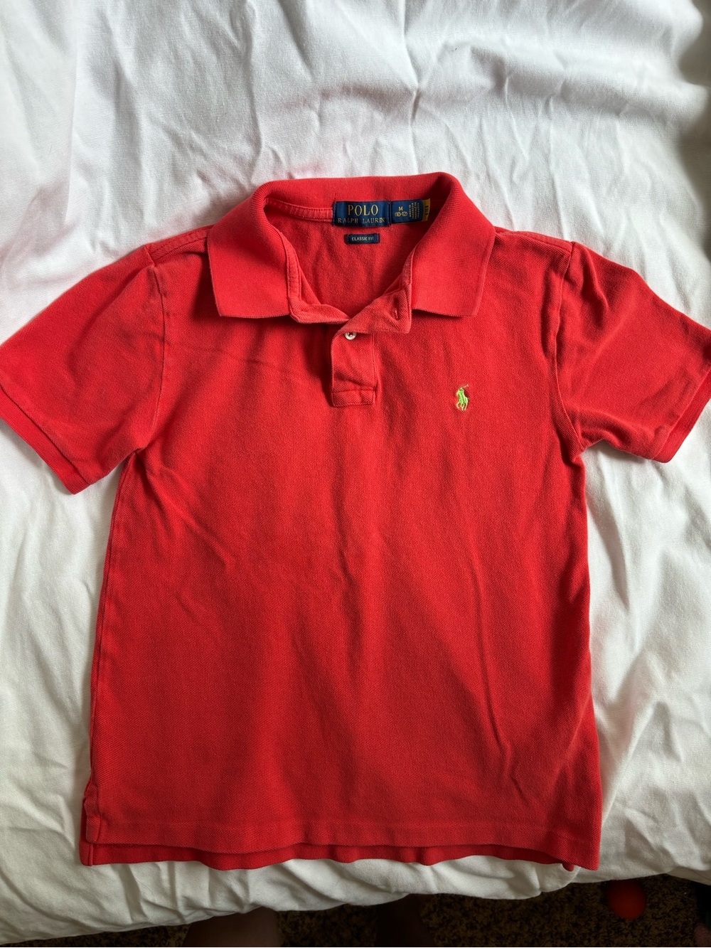 Ralph Lauren Boys' Red Polo Shirt with Yellow Pony MEDIUM 10-12